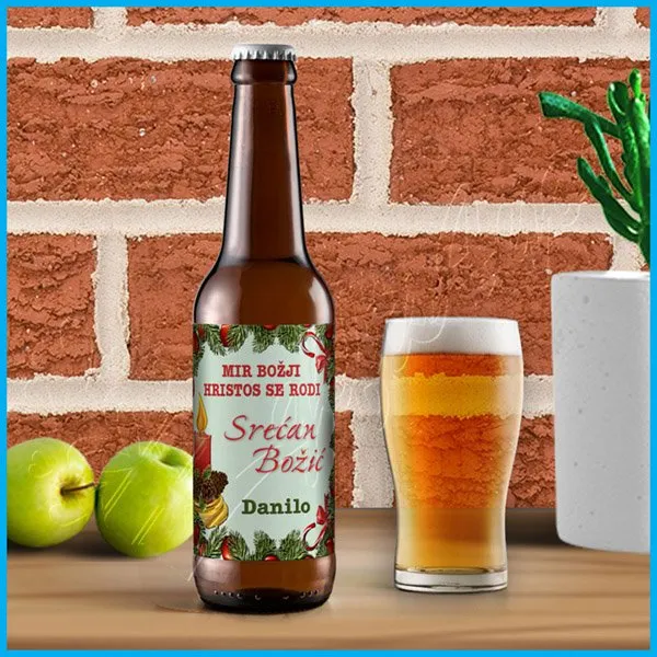 Nalepnica za pivo srećan božić