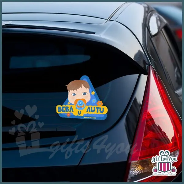 Beba u autu - Plavo narandžasta