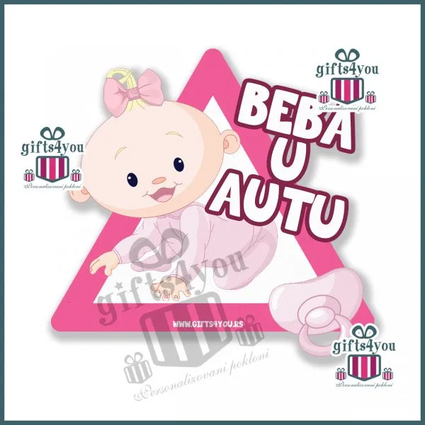 Beba u autu - ženska roze