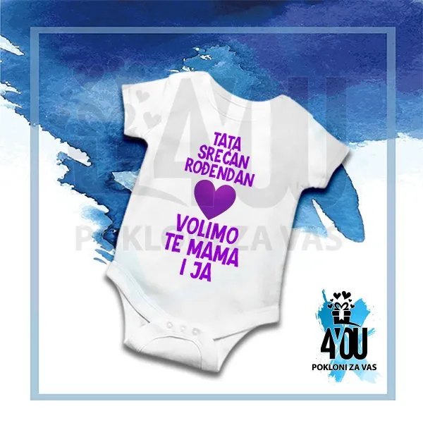 Proizvod Tata srećan rođendan volimo te mama i ja bodić Slika