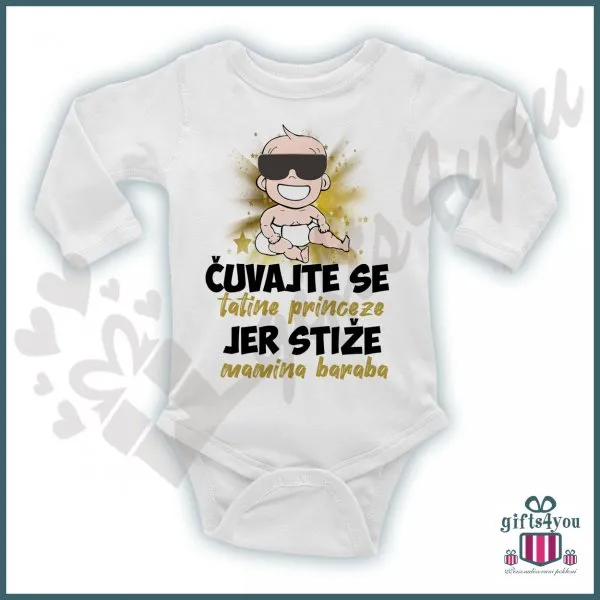 Proizvod Čuvajte se tatine princeze jer stiže mamina baraba bodić Slika