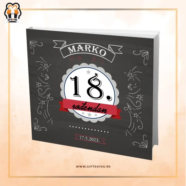 Album za slike 18. rođendan crno beli